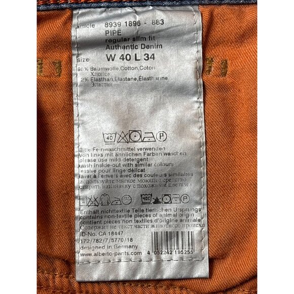 Alberto Mens Blue Distressed Jeans Size 40x34 - Picture 12 of 13